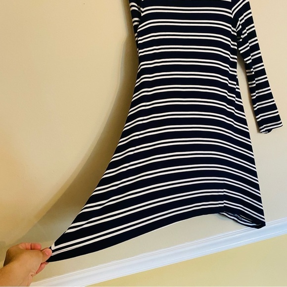 Maeve Anthropologie Navy Blue White Striped Nautical Marine Dress Size Small - Picture 8 of 15